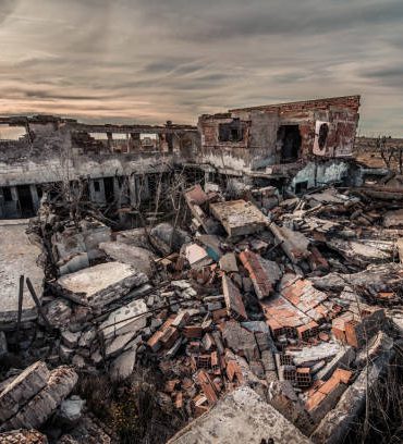 Photography of landscape in ruins after destruction