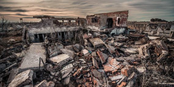 Photography of landscape in ruins after destruction